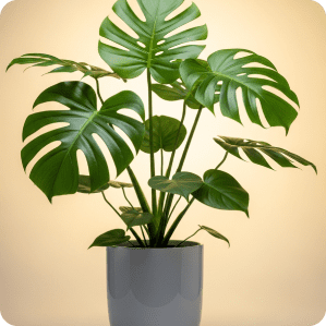 Monstera Deliciosa in grey ceramic pot