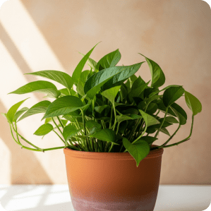 Golden pothos in terracotta pot